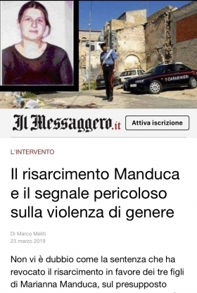 Il Messaggero - Il risarcimento Manduca - Avv. Marco Meliti - Associazione Italiana 