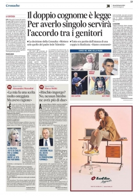 Il Messaggero - Avv. Marco Meliti-Corte Costituzionale e doppio cognome ai figli - Associazione Italiana 