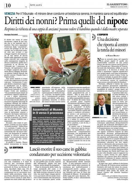 Il Gazzettino - Diritto dei nonni a vedere i nipoti - Avv. Marco Meliti - Associazione Italiana
