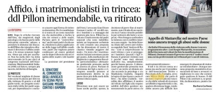 Il Messaggero - DDL Pillon Affido - Avv. Marco Meliti - Associazione Italiana