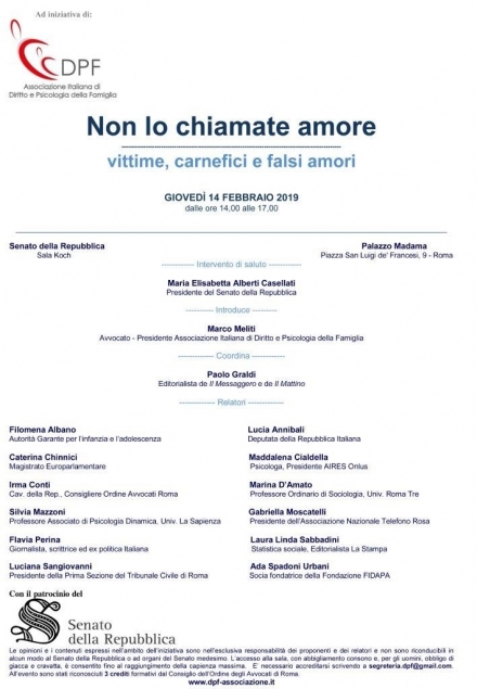 Convegno - NON LO CHIAMATE AMORE: vittime, carnefici e falsi amori - Associazione Italiana